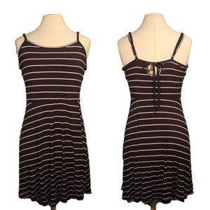 Women's Brown & White Striped Dress | L